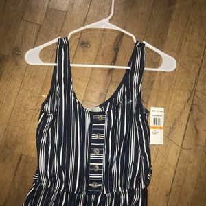 Navy blue and whit striped jumpsuit